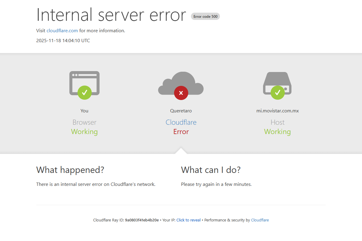 Mensaje en página de Movistar México
