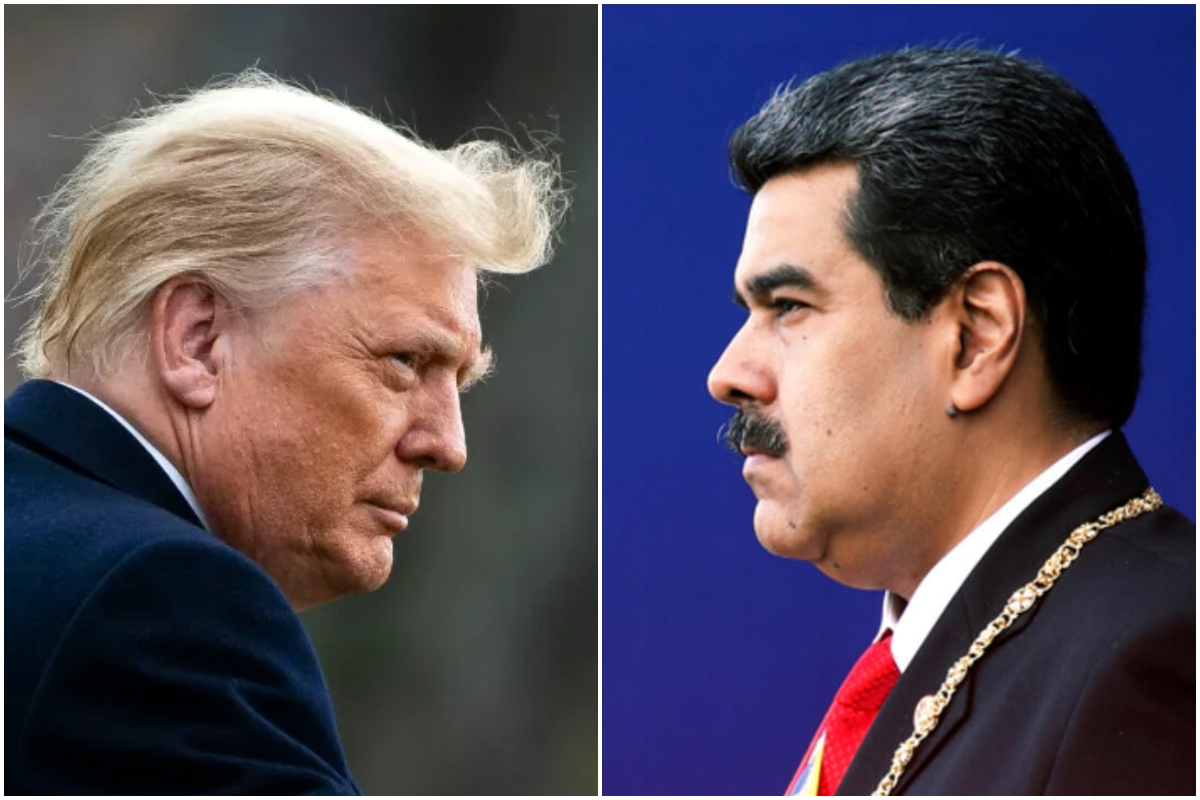 Mientras Trump defiende el bloqueo aereo y marítimo, Maduro denuncia la ofensiva estadounidense como una medida unilateral que viola el derecho internacional. Fuente: Axel Olivares (Composición/NotiPress)