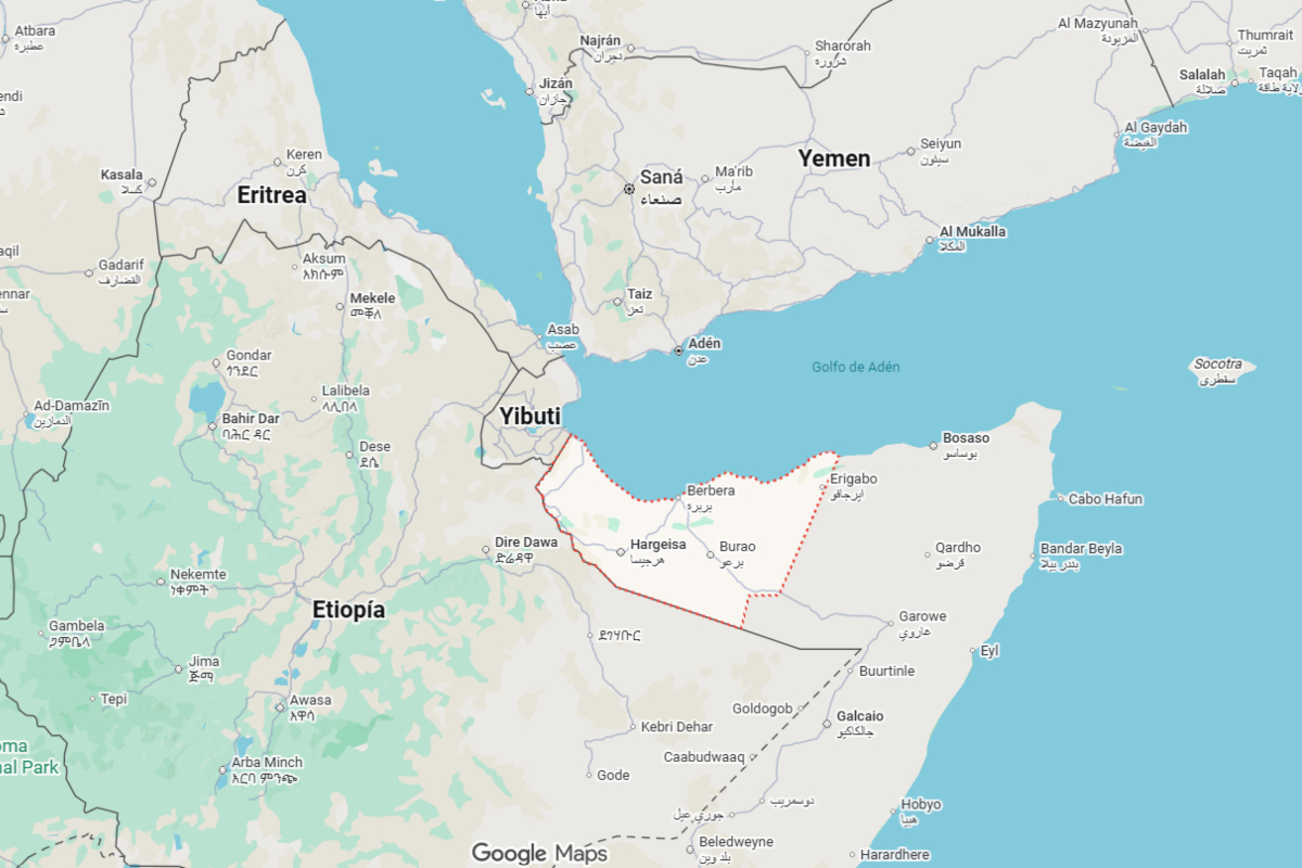 Ubicación de Somalilandia. Fuente: Google Maps
