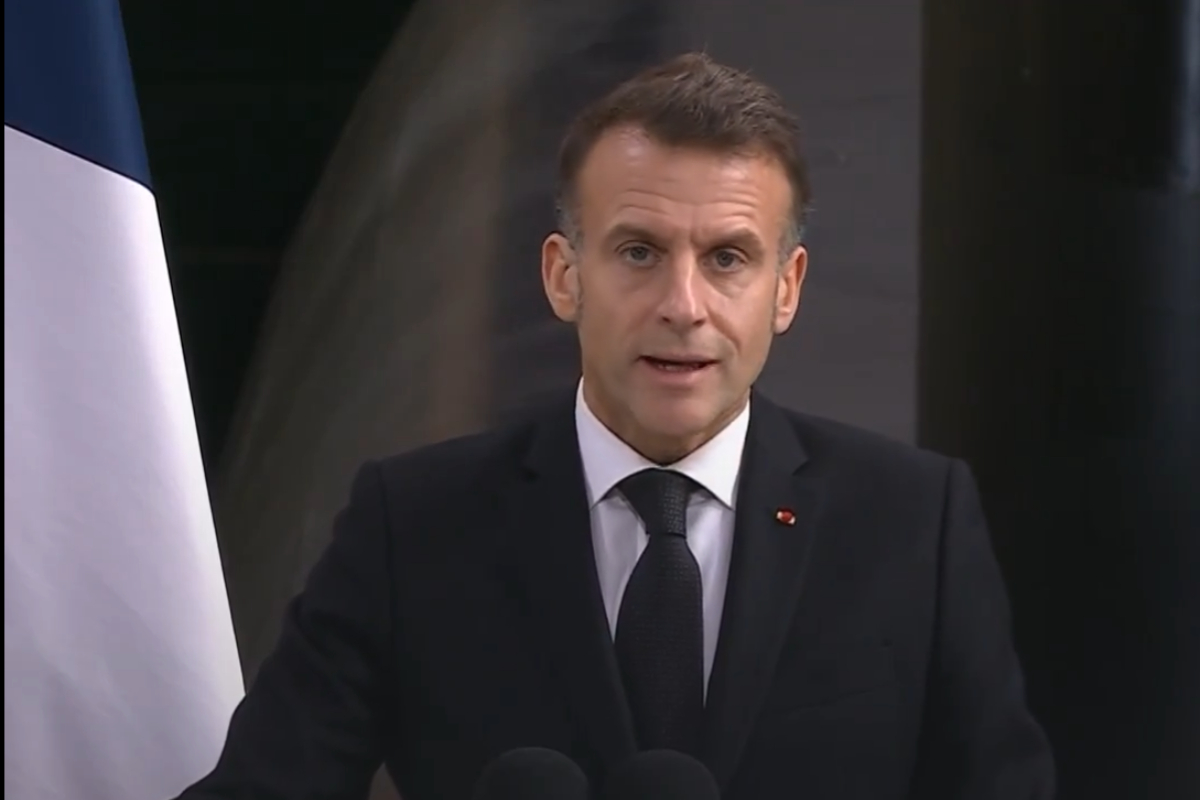 Emmanuel Macron comentando sobre el papel que tomará Francia en la guerra. Fuente: X/Emmanuel Macron