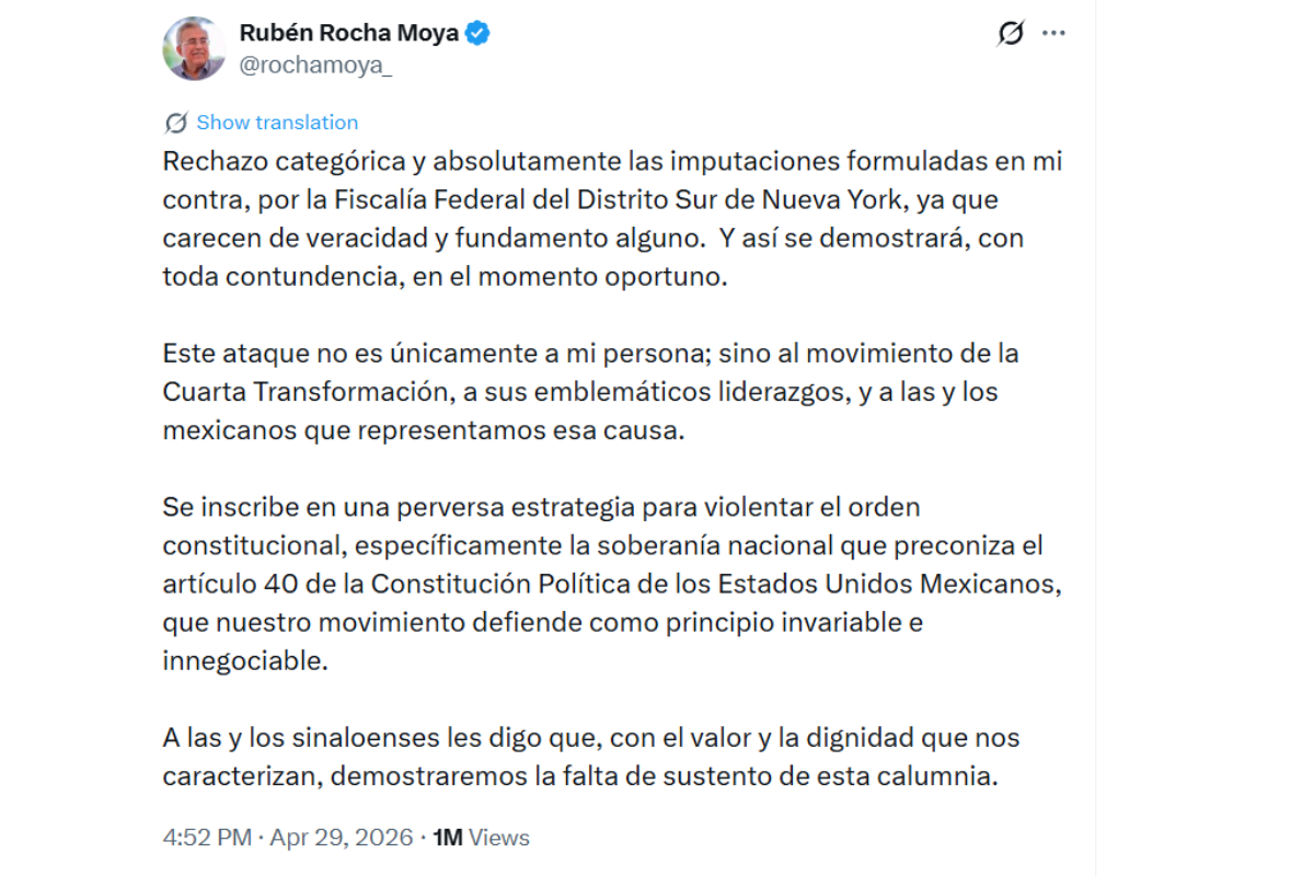 Fuente: X @rochamoya_