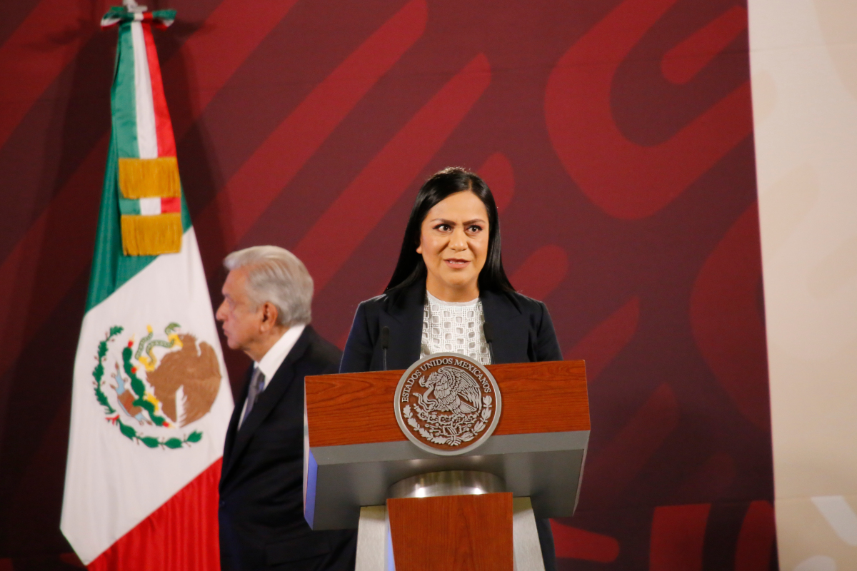 Ariadna Montiel en conferencia de prensa en marzo de 2023 (foto: Sergio F Cara/NotiPress)