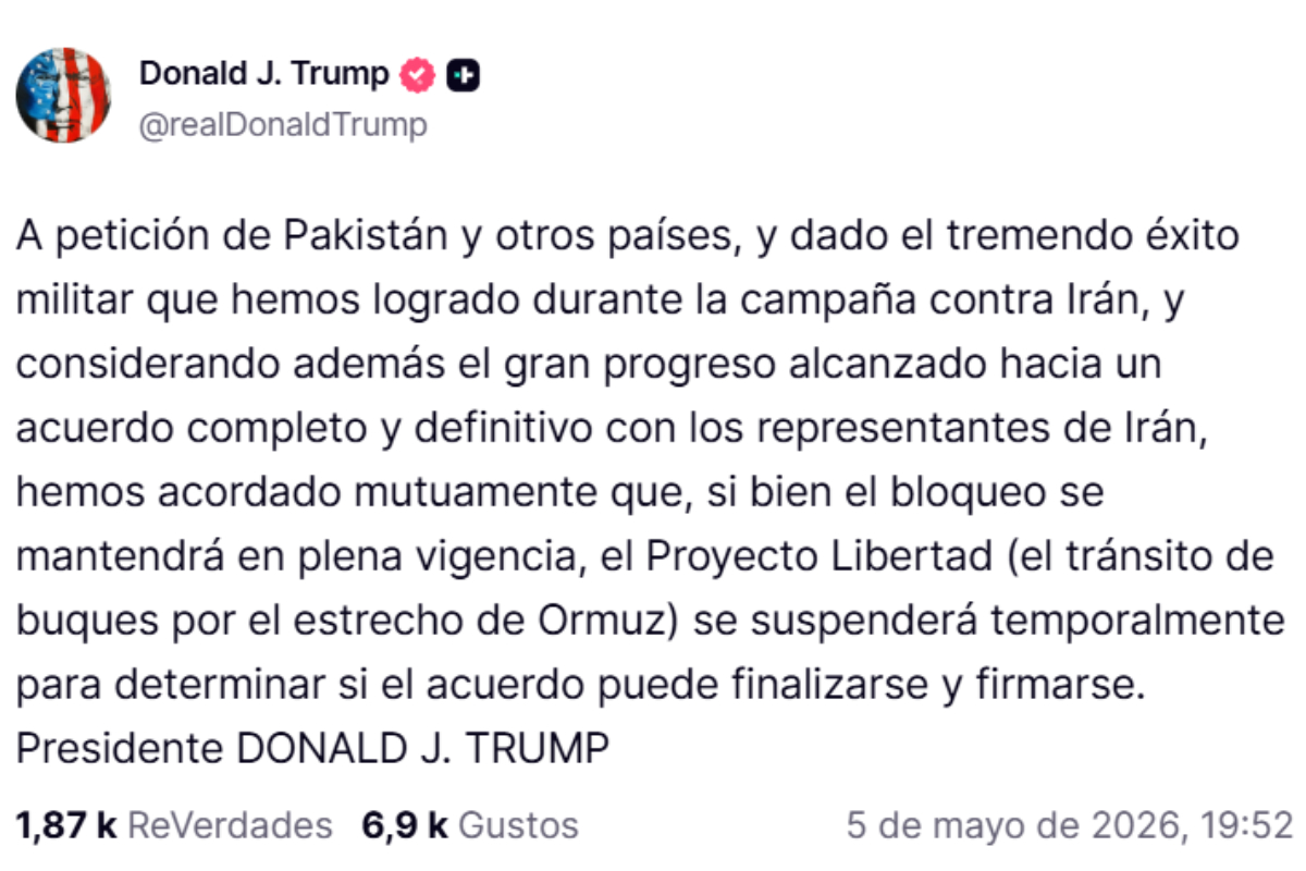 Fuente: Truth Social/Donald Trump