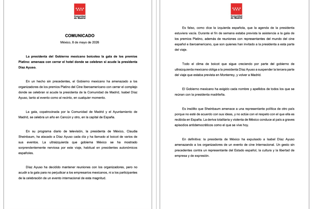 Fuente: X @ComunidadMadrid