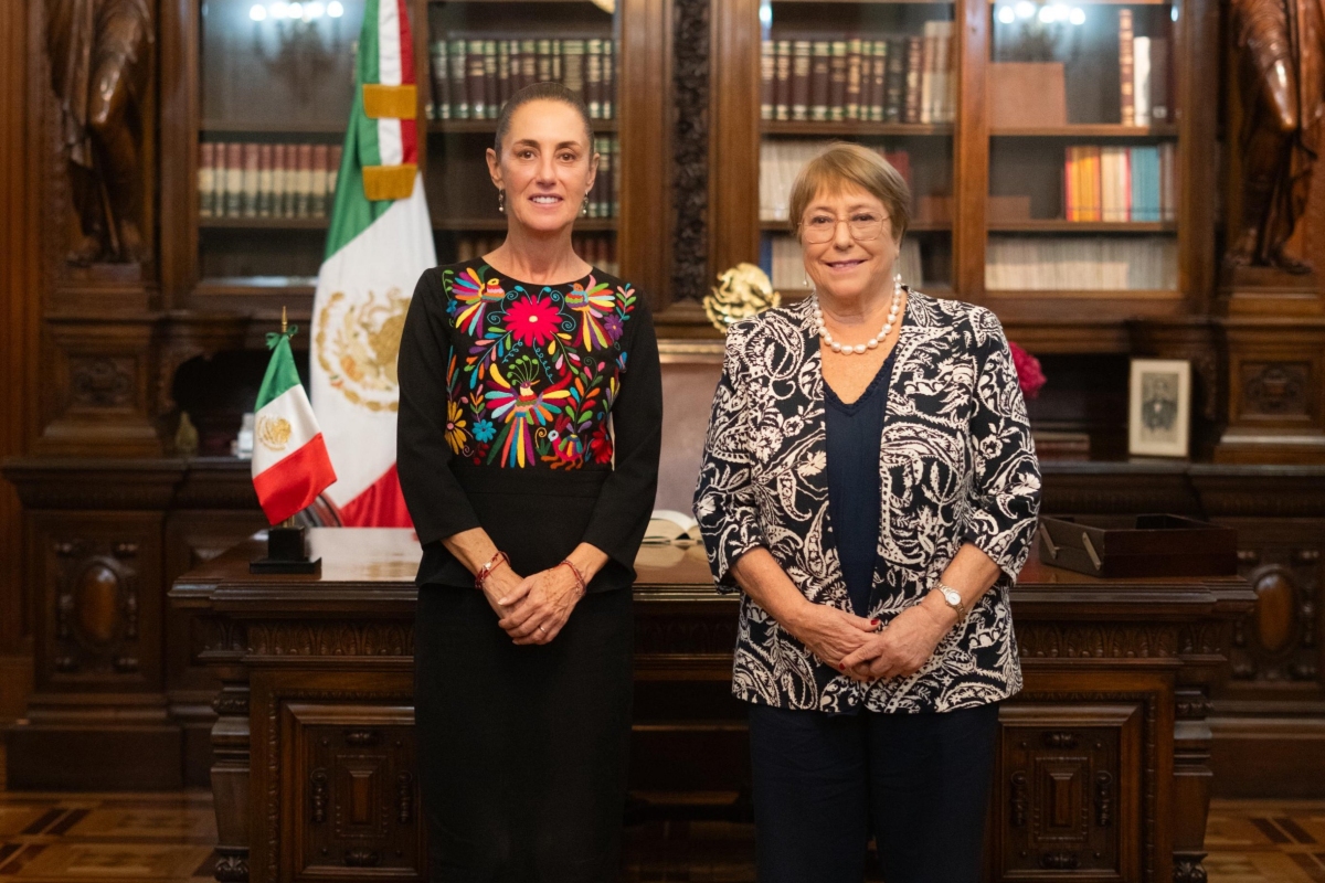 Sheinbaum junto a Bachelet. Fuente: X/Sheinbaum