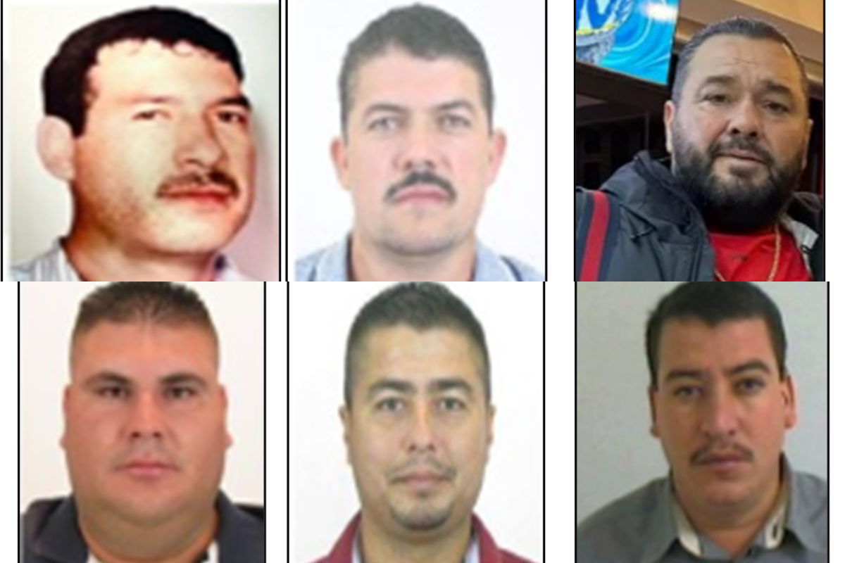 Jesús González Peñuelas, Castulo Bojorquez Chaparro, Fredi Ismael García Sandoval, Luis Arnulfo Moreno Zamora, Baltazar Saenz Aguilar y Noe de Jesus Castro Rocha. Fuente: Departamnento del Tesoro de Estados Unidos