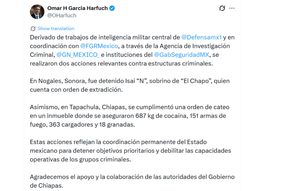 Fuente: X/García Harfuch