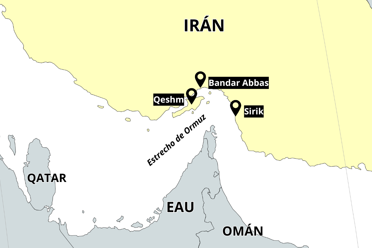 Ciudades iraníes donde se oyeron explosiones. Diseño: NotiPress con MapChart