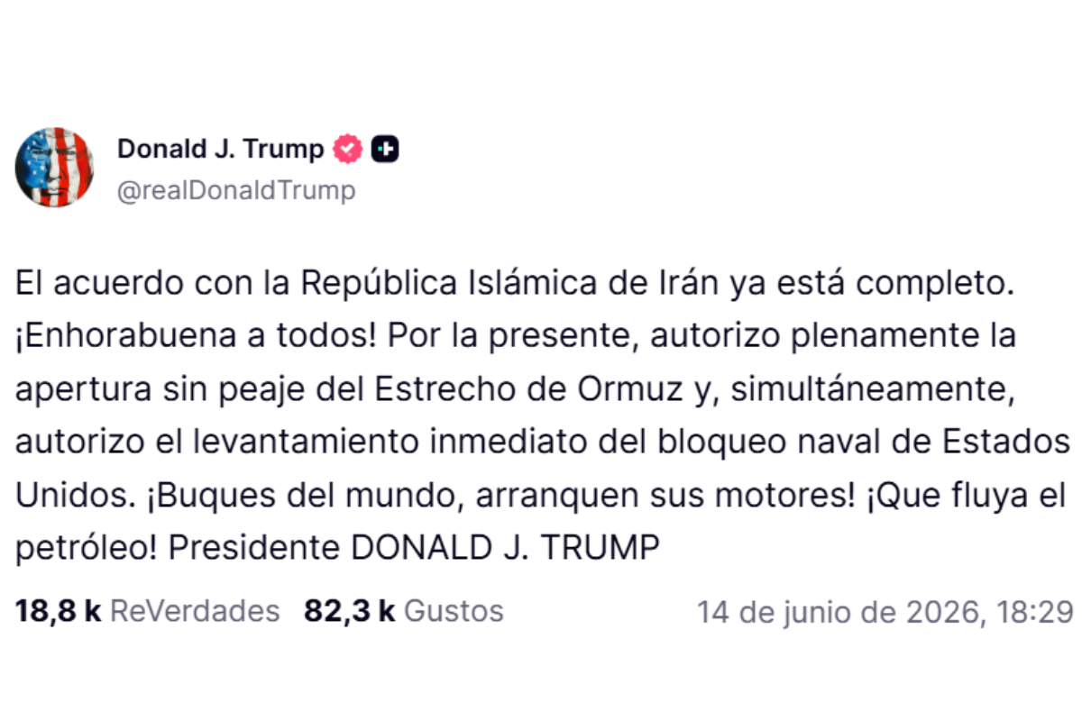 Fuente: Truth Social/Donald Trump