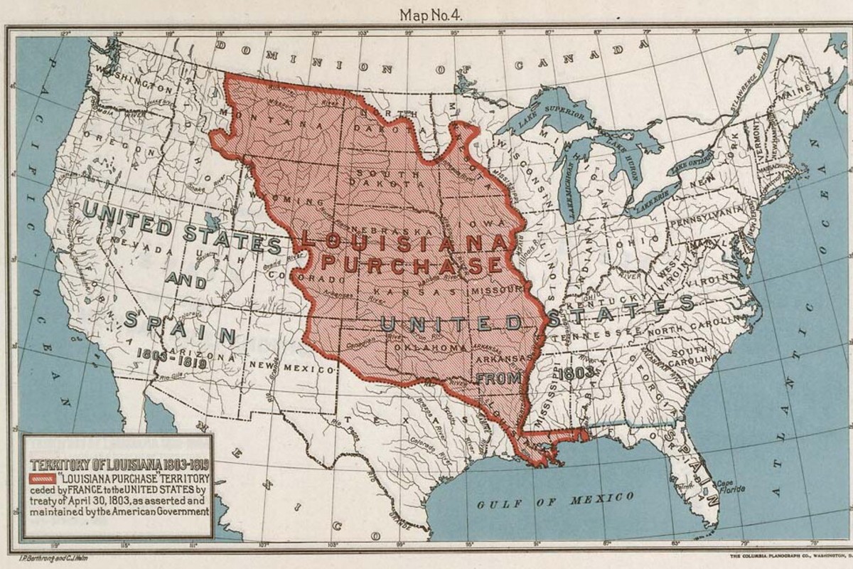 En 1803, Estados Unidos compró el Territorio de Luisiana a Francia por 15 millones de dólares. Esta enorme transacción de tierras añadió 828.000 millas cuadradas a Estados Unidos, duplicando el tamaño del país. Fuente: Council of Foreign Relations