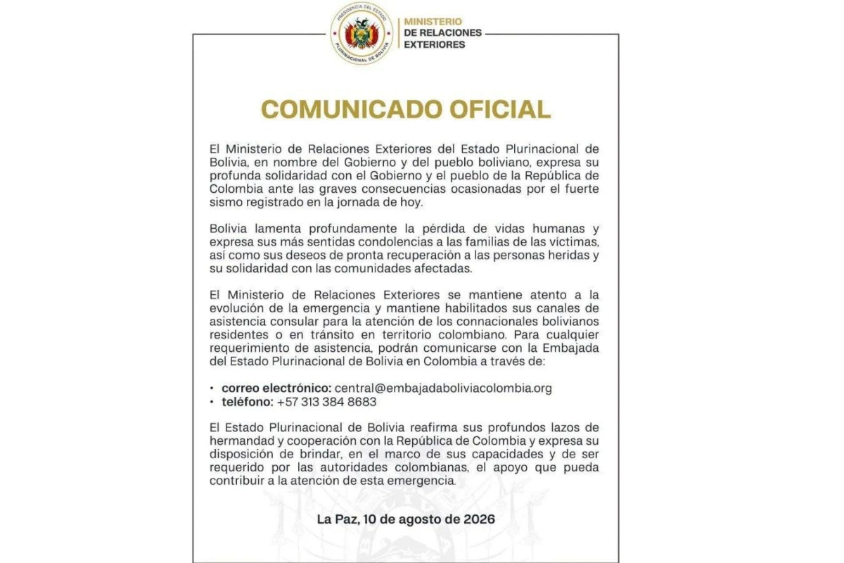 Fuente: Ministerio de Relaciones Exteriores del Estado Plurinacional de Bolivia